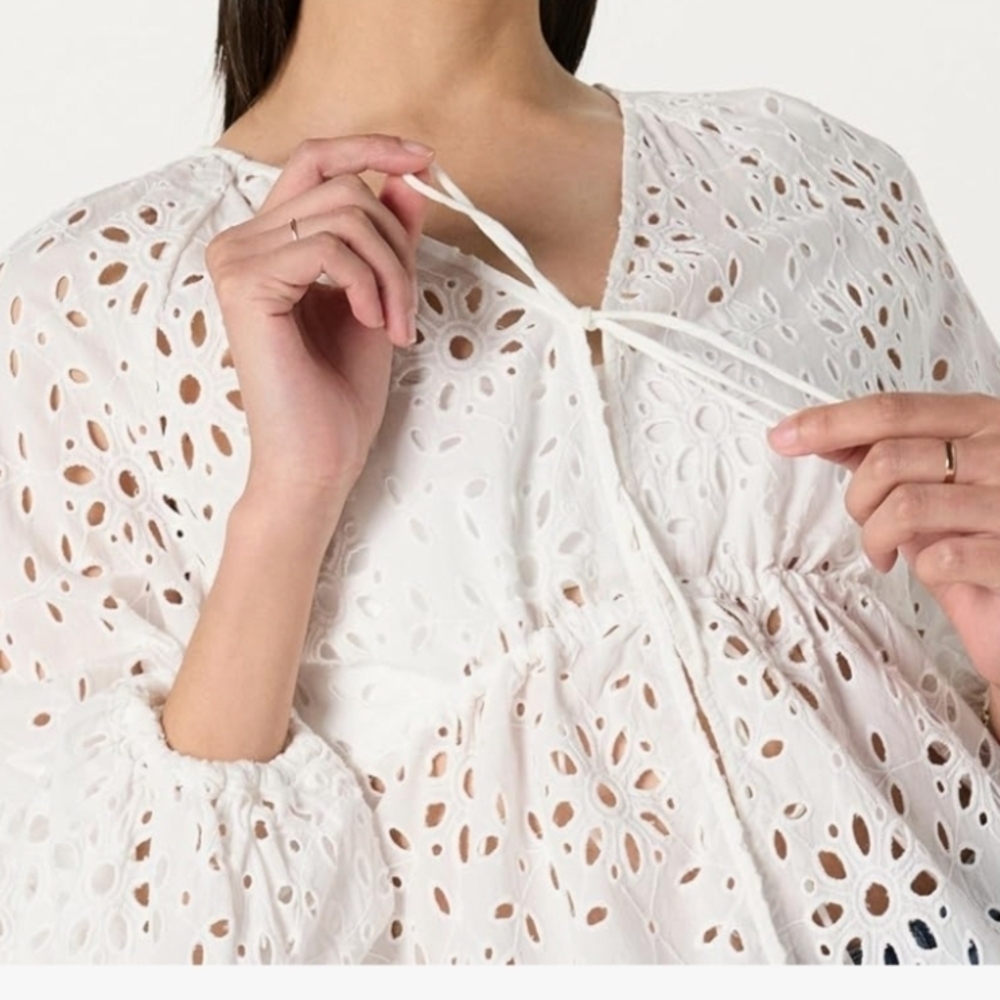 The Drop Womens Kerena Tie Front Balloon Sleeve Blouse